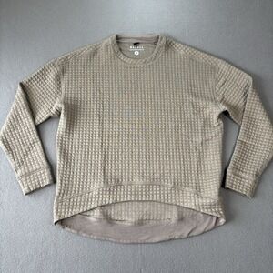 Nobull Quilted Waffle Crew Neck Pullover Sweatshirt Green Women's S Gym Athletic